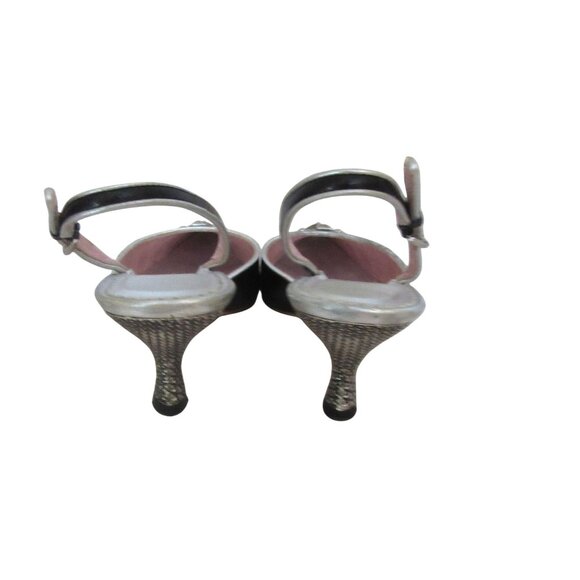 Vintage Vero Vero Cuoio Black/Silver Stud Slingbacks Size 5M - Picture 4 of 8